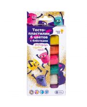 Набор для детской лепки «Тесто-пластилин 6 цветов с блёстками» Genio Kids